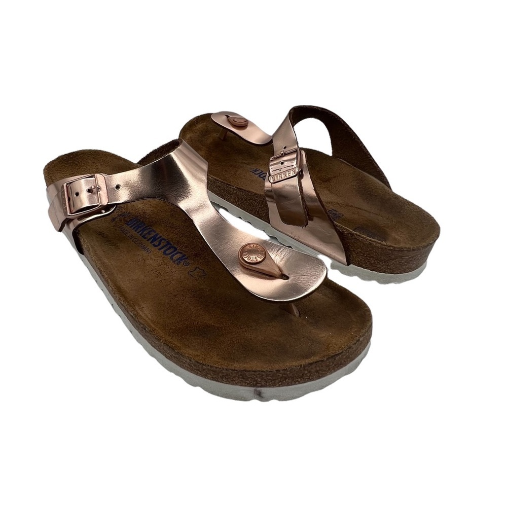Birkenstock Women's Rose Gold Gizeh T-Strap Sandals Size 40 Narrow